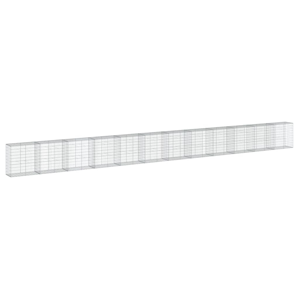 VidaXL Cesto gabião com cobertura 1200x50x100 cm ferro galvanizado