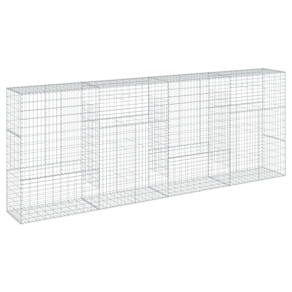 vidaXL Cesto gabião com cobertura 400x50x150 cm ferro galvanizado