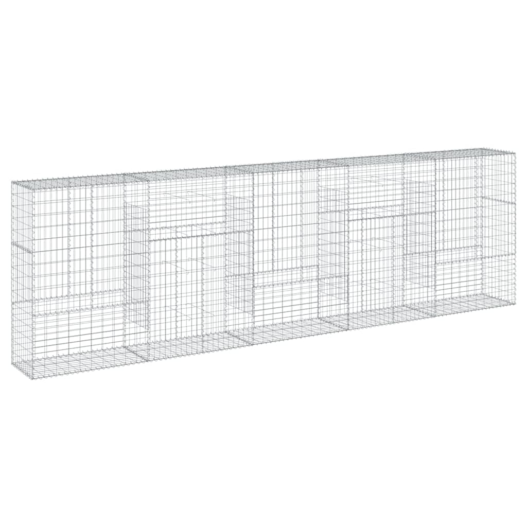 vidaXL Cesto gabião com cobertura 500x50x150 cm ferro galvanizado