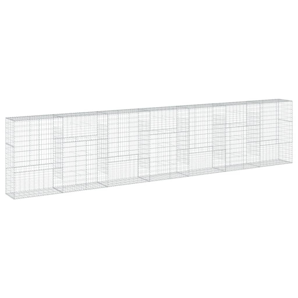 vidaXL Cesto gabião com cobertura 700x50x150 cm ferro galvanizado