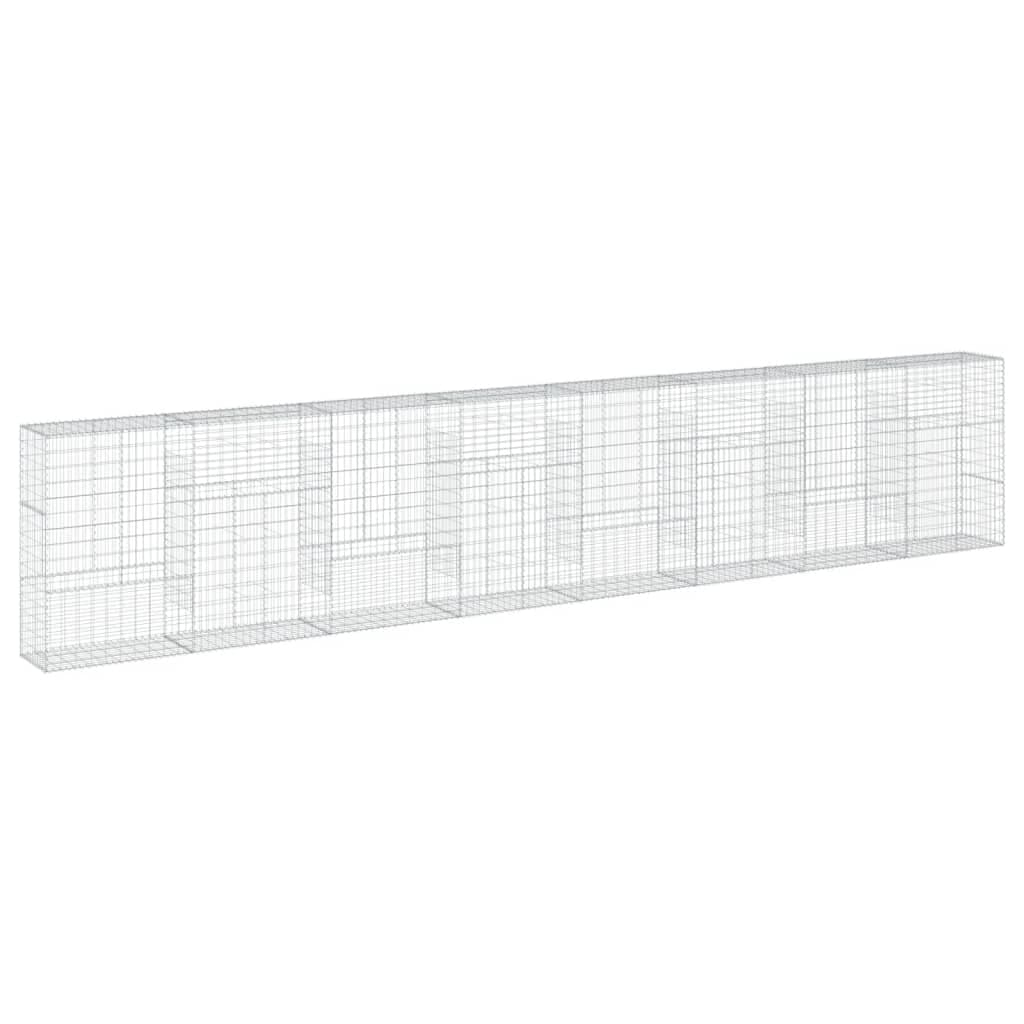 vidaXL Cesto gabião com cobertura 800x50x150 cm ferro galvanizado