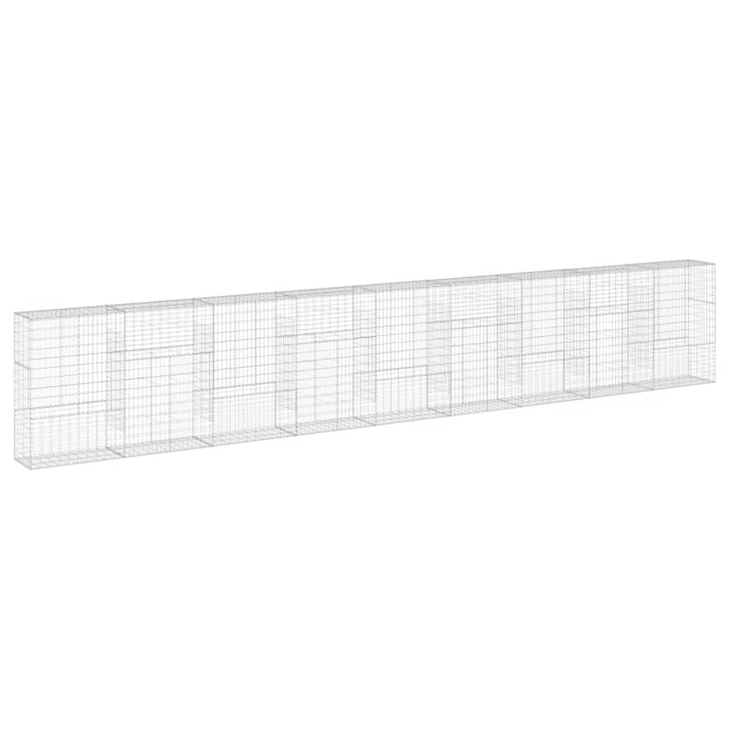 vidaXL Cesto gabião com cobertura 900x50x150 cm ferro galvanizado