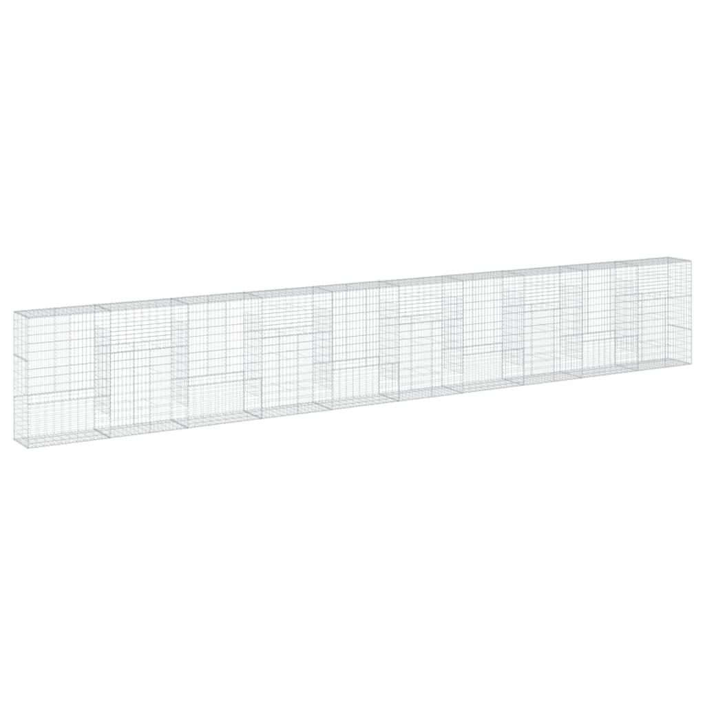 vidaXL Cesto gabião com cobertura 1000x50x150 cm ferro galvanizado