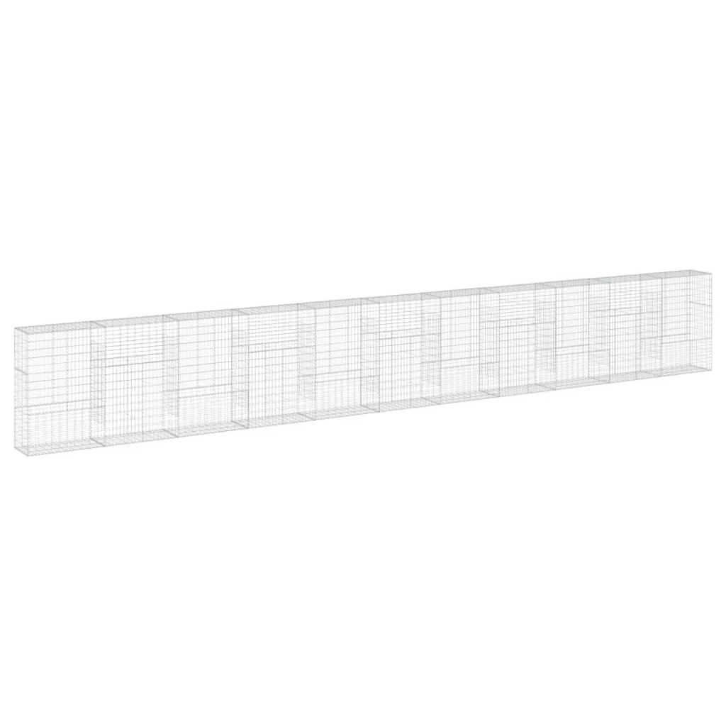 vidaXL Cesto gabião com cobertura 1100x50x150 cm ferro galvanizado