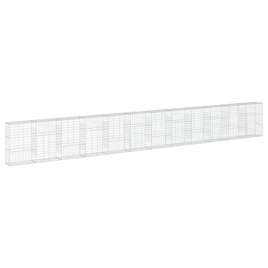vidaXL Cesto gabião com cobertura 1200x50x150 cm ferro galvanizado
