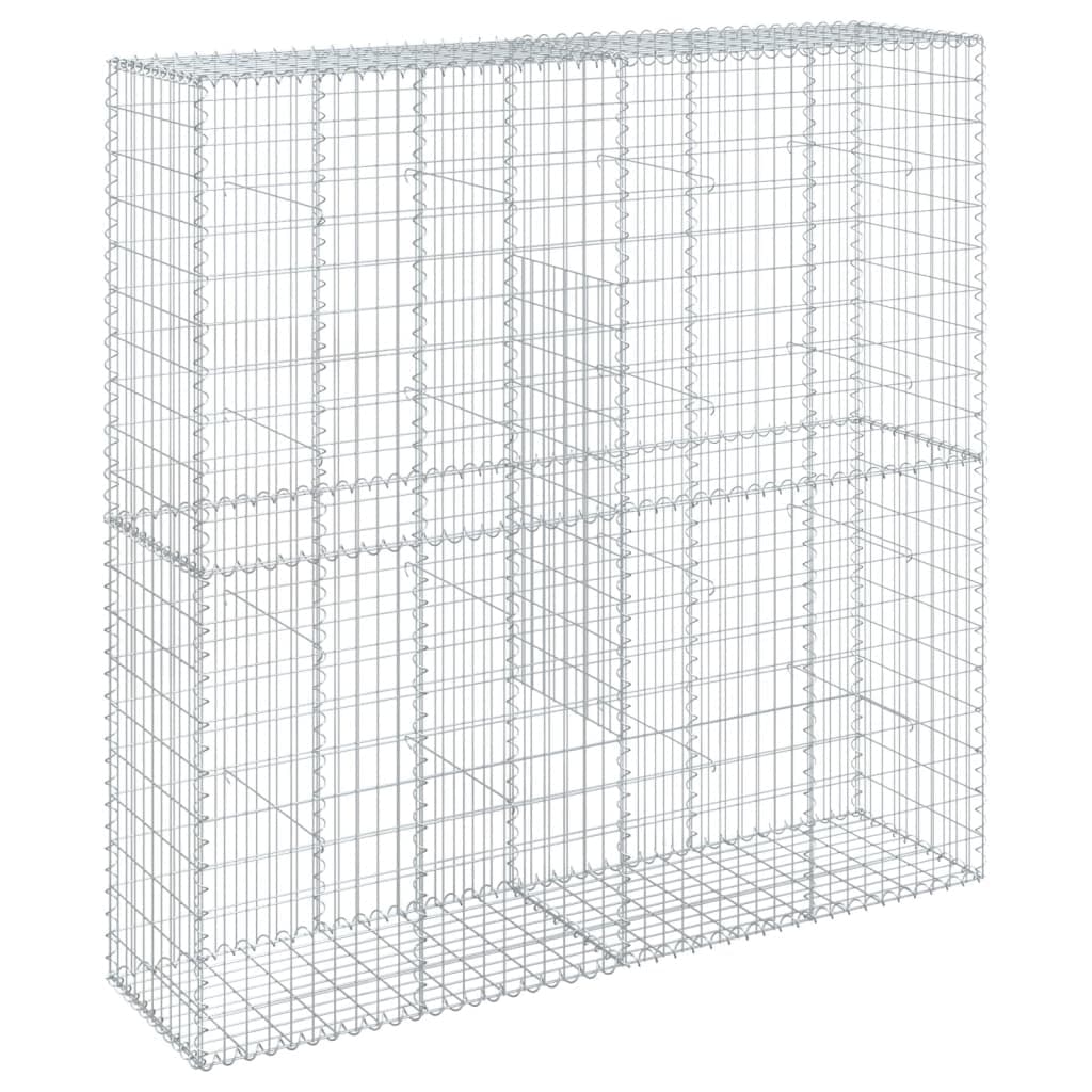 vidaXL Cesto gabião com cobertura 200x50x200 cm ferro galvanizado