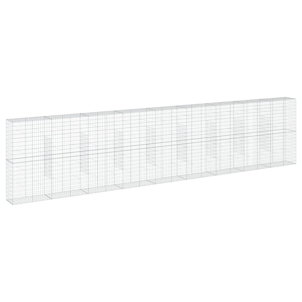 vidaXL Cesto gabião com cobertura 900x50x200 cm ferro galvanizado