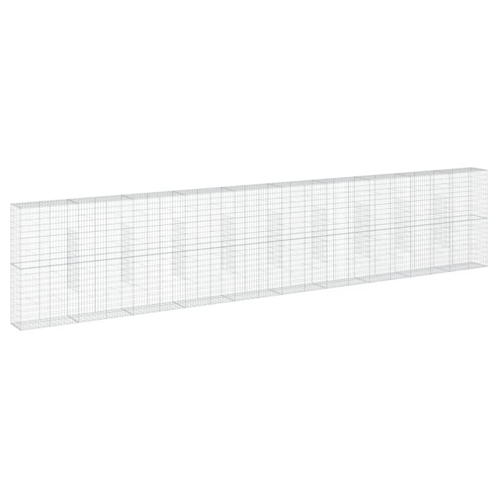 vidaXL Cesto gabião com cobertura 1000x50x200 cm ferro galvanizado
