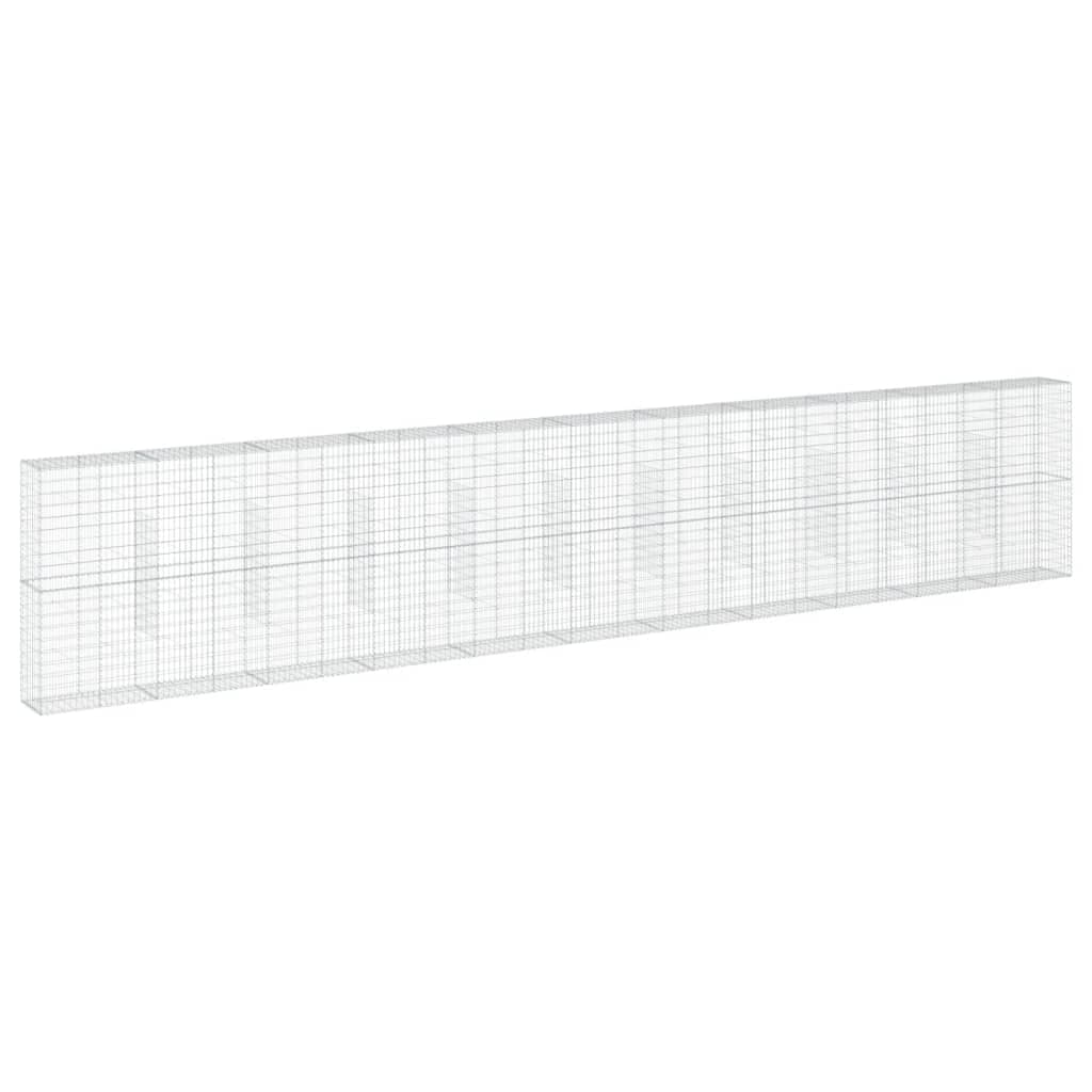 vidaXL Cesto gabião com cobertura 1100x50x200 cm ferro galvanizado