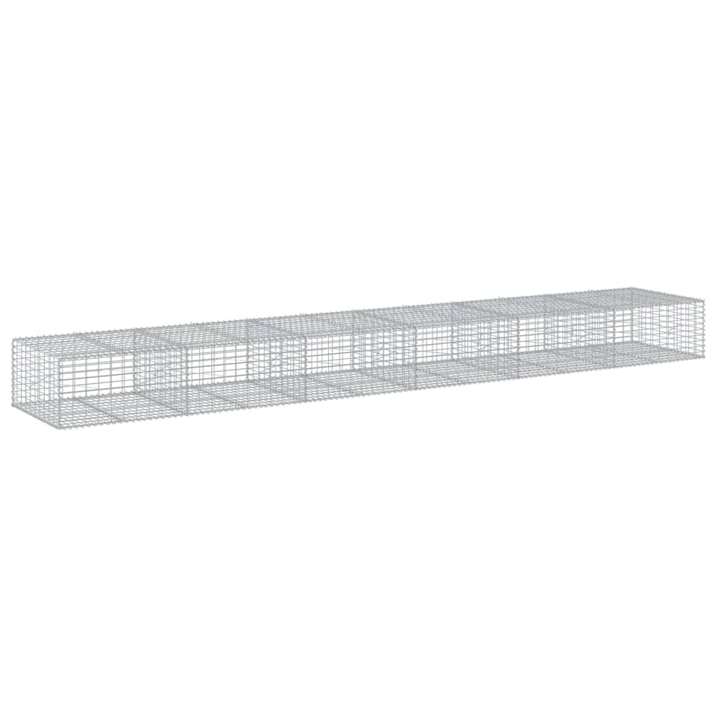 vidaXL Cesto gabião com cobertura 600x100x50 cm ferro galvanizado