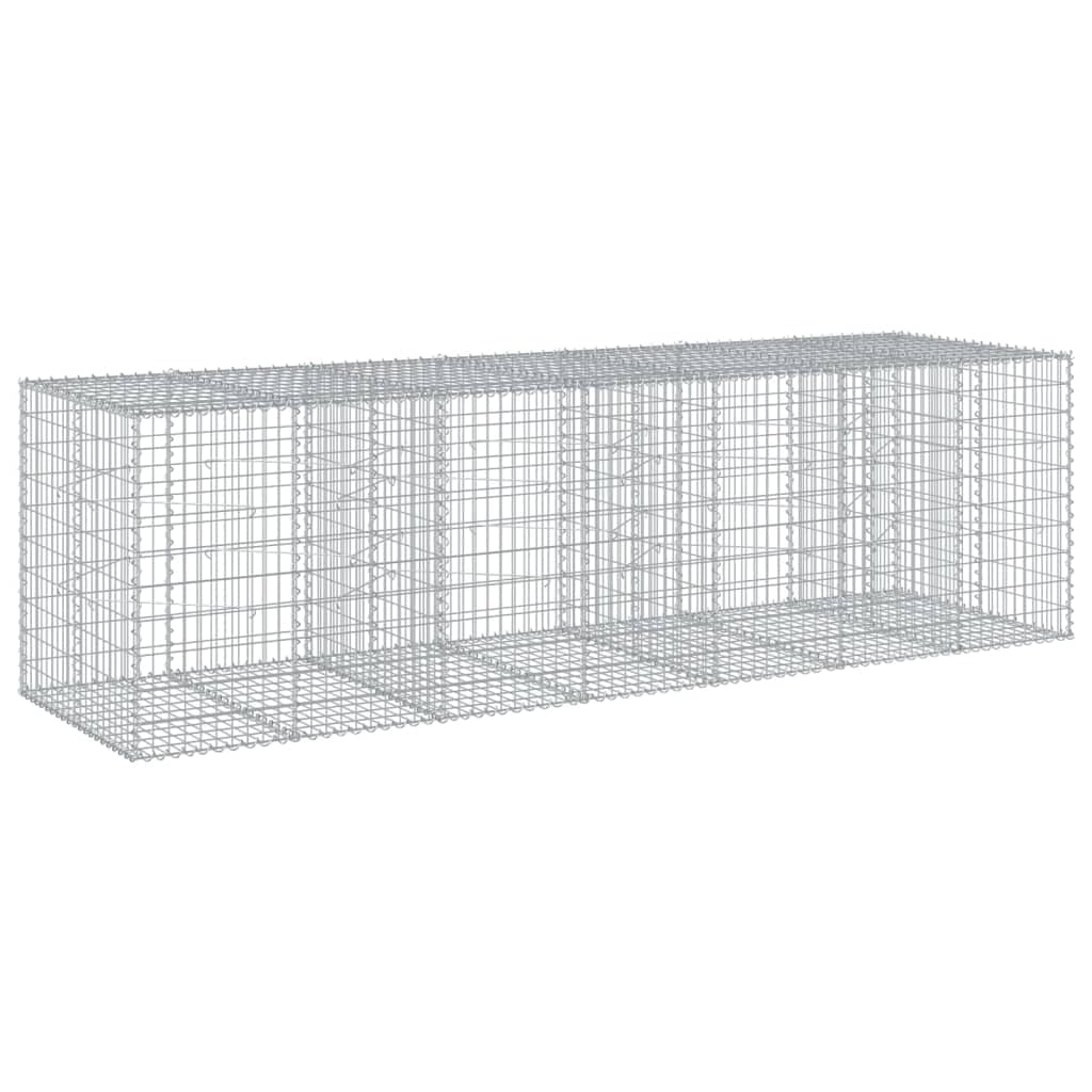 vidaXL Cesto gabião com cobertura 350x100x100 cm ferro galvanizado