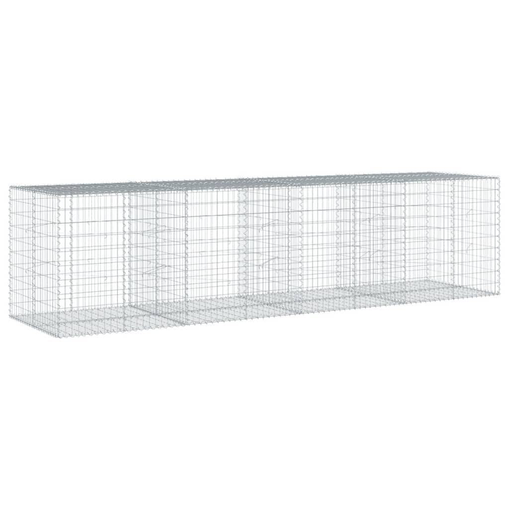 vidaXL Cesto gabião com cobertura 400x100x100 cm ferro galvanizado