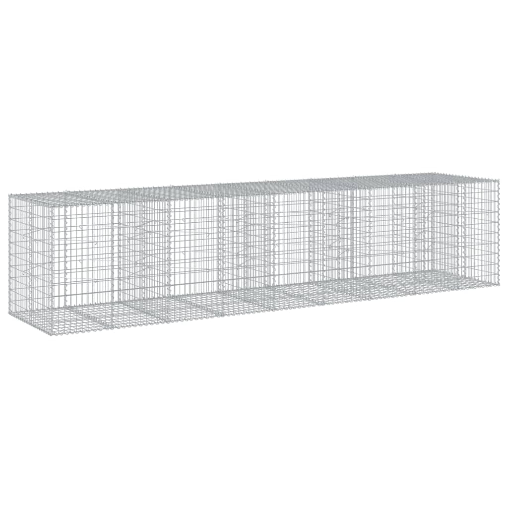vidaXL Cesto gabião com cobertura 450x100x100 cm ferro galvanizado