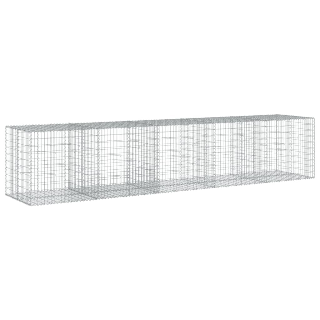 vidaXL Cesto gabião com cobertura 500x100x100 cm ferro galvanizado