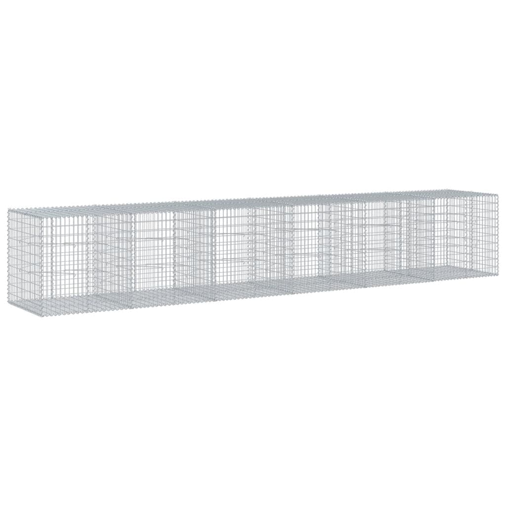 vidaXL Cesto gabião com cobertura 600x100x100 cm ferro galvanizado