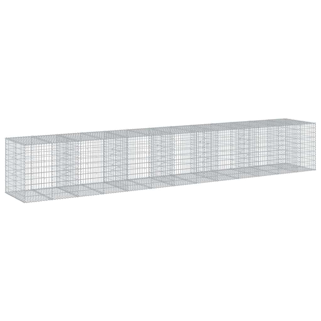 vidaXL Cesto gabião com cobertura 650x100x100 cm ferro galvanizado
