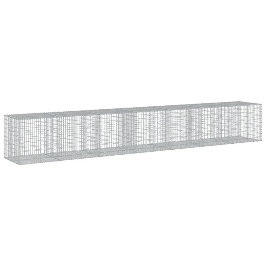 vidaXL Cesto gabião com cobertura 700x100x100 cm ferro galvanizado