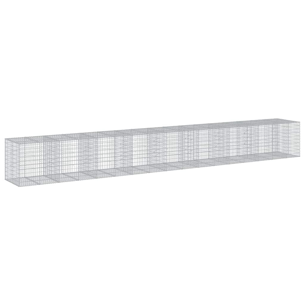vidaXL Cesto gabião com cobertura 850x100x100 cm ferro galvanizado