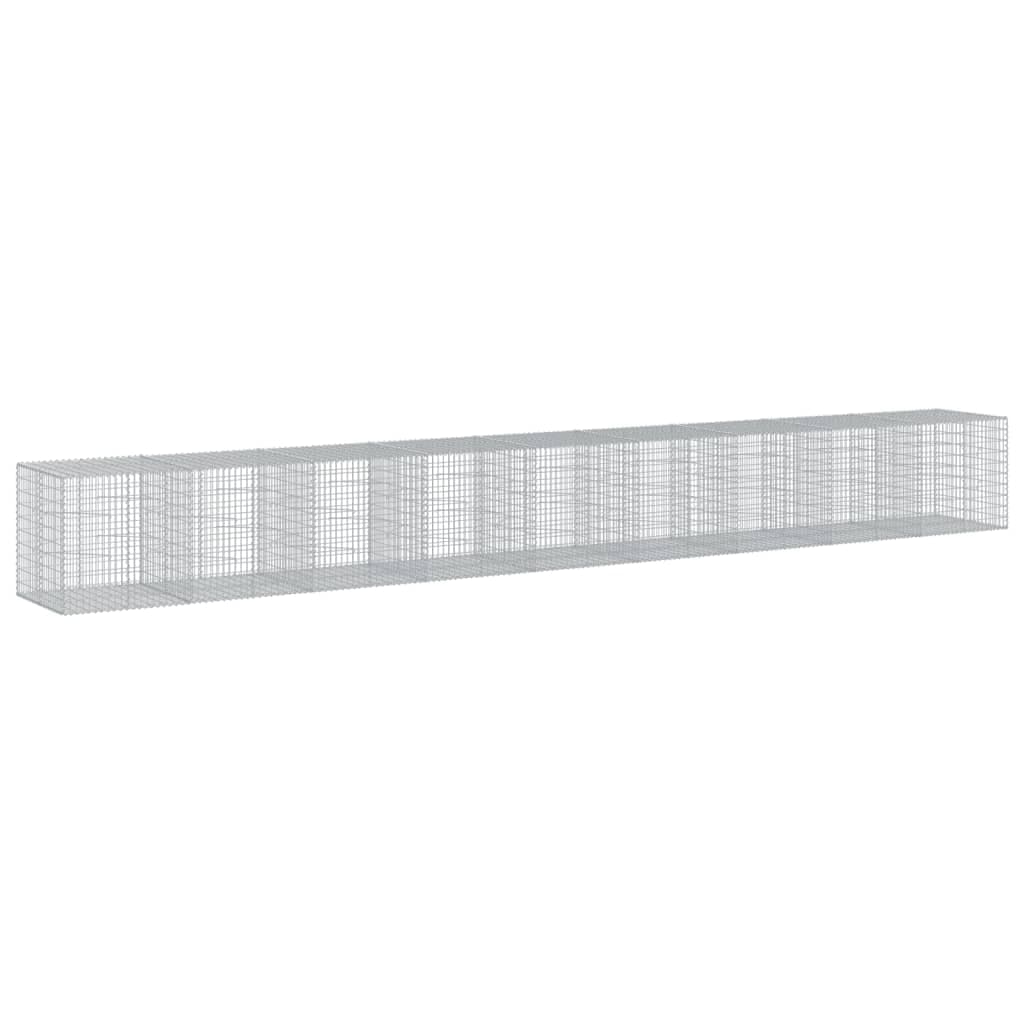 vidaXL Cesto gabião com cobertura 900x100x100 cm ferro galvanizado