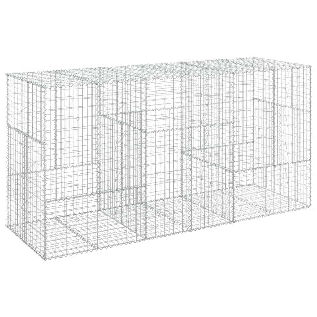 vidaXL Cesto gabião com cobertura 300x100x150 cm ferro galvanizado