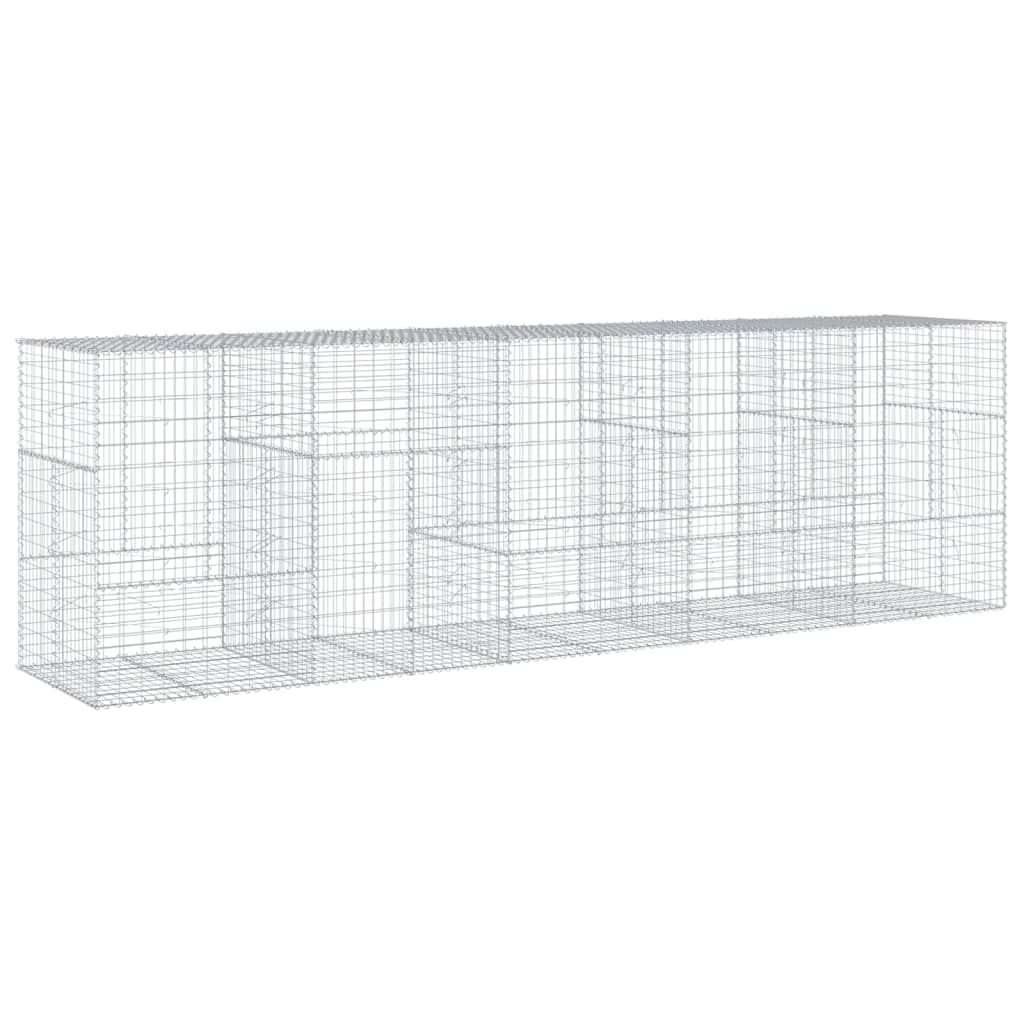 vidaXL Cesto gabião com cobertura 500x100x150 cm ferro galvanizado