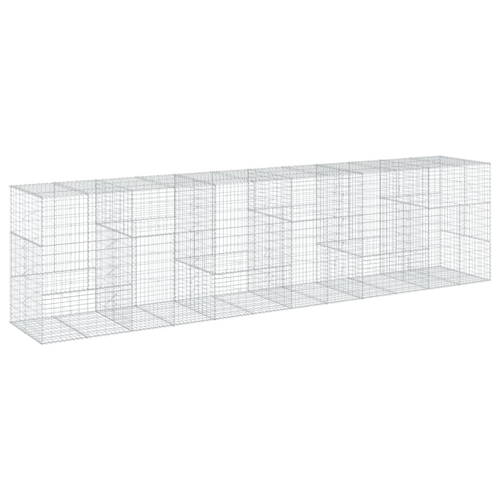 vidaXL Cesto gabião com cobertura 600x100x150 cm ferro galvanizado