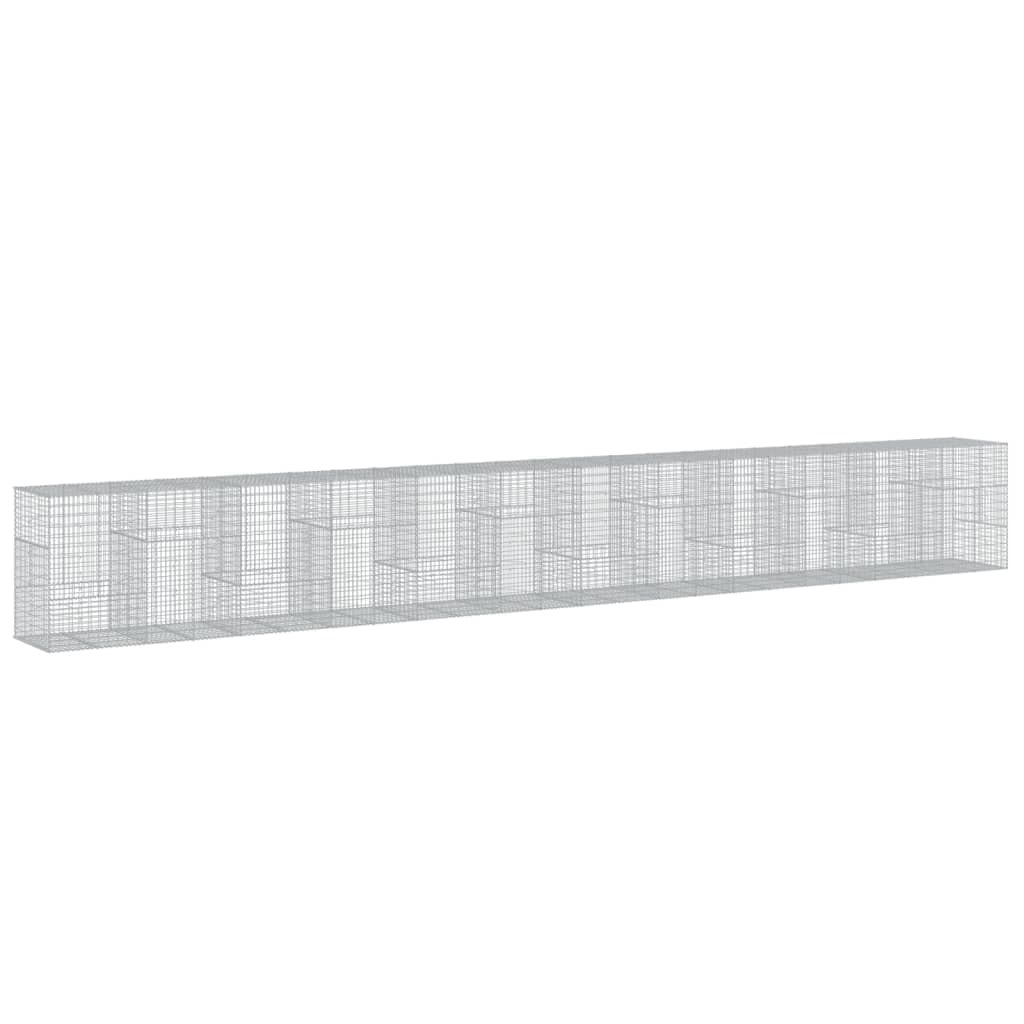 vidaXL Cesto gabião com cobertura 1200x100x150 cm ferro galvanizado