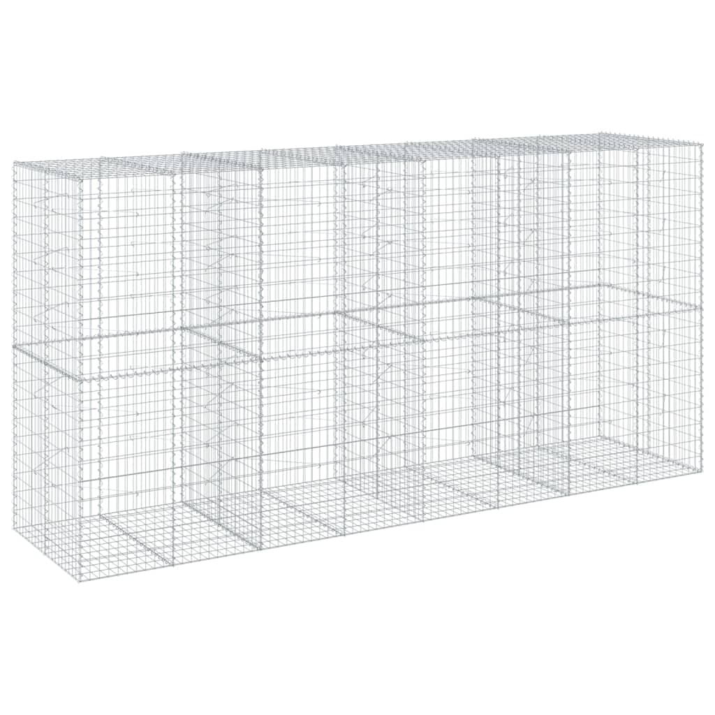 vidaXL Cesto gabião com cobertura 400x100x200 cm ferro galvanizado