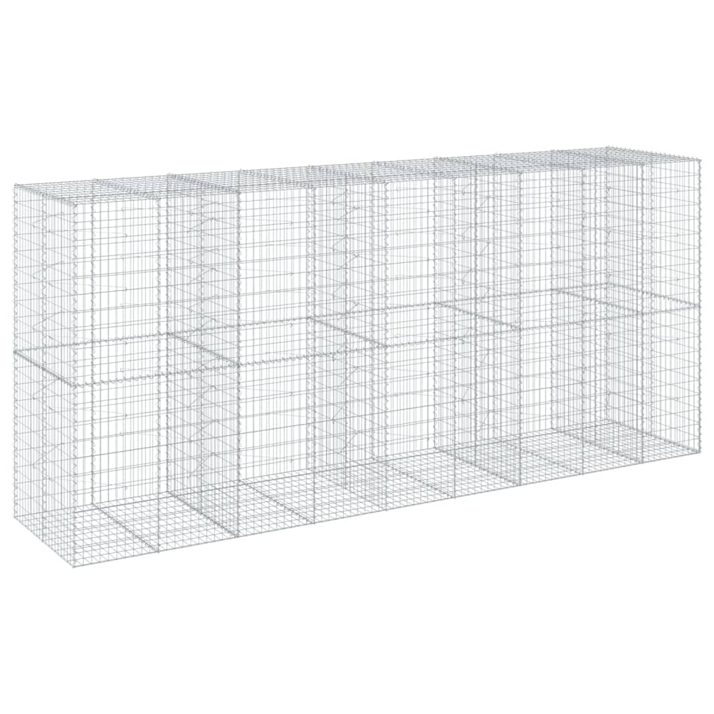 vidaXL Cesto gabião com cobertura 450x100x200 cm ferro galvanizado