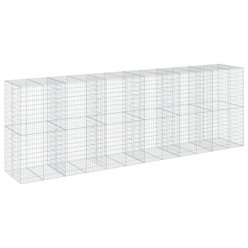 vidaXL Cesto gabião com cobertura 600x100x200 cm ferro galvanizado