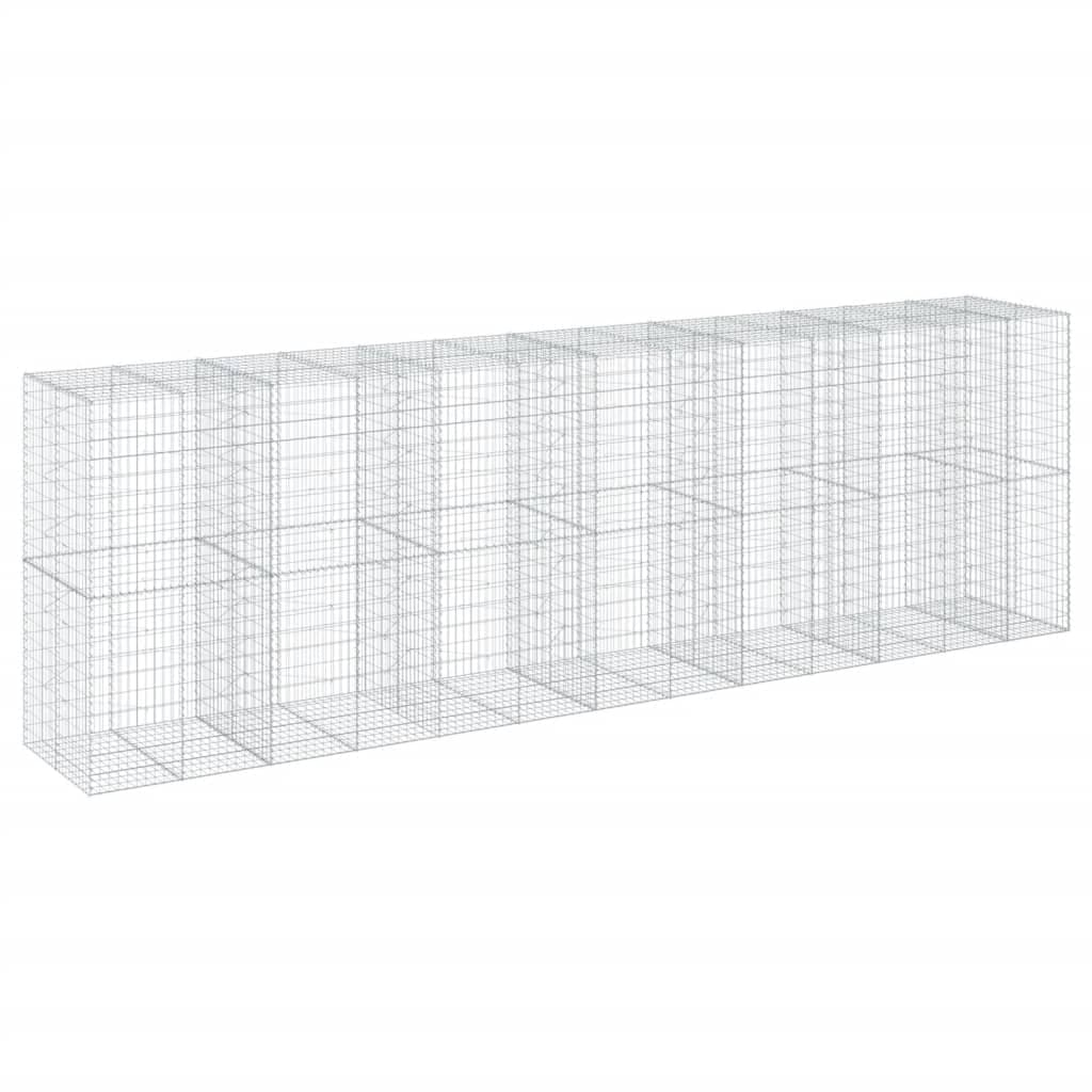 vidaXL Cesto gabião com cobertura 650x100x200 cm ferro galvanizado