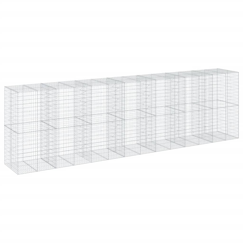 vidaXL Cesto gabião com cobertura 700x100x200 cm ferro galvanizado