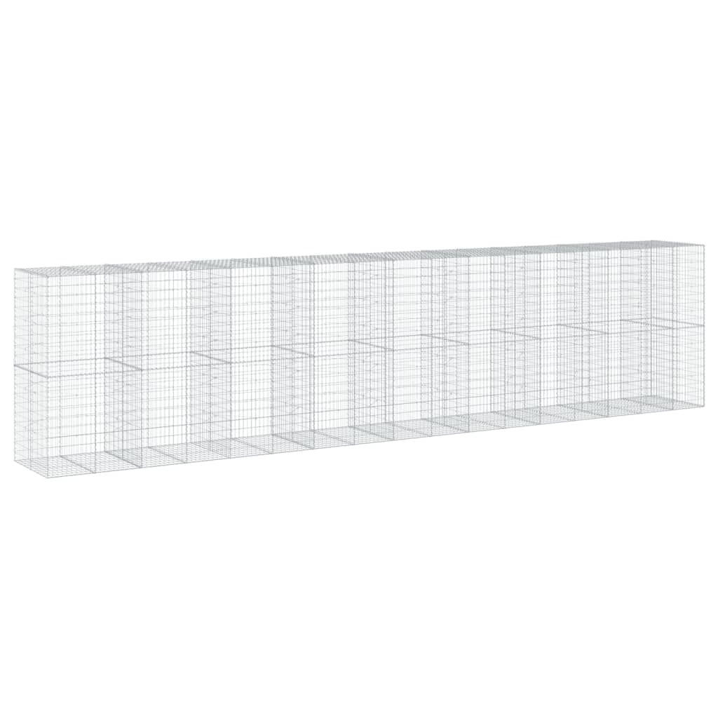 vidaXL Cesto gabião com cobertura 850x100x200 cm ferro galvanizado