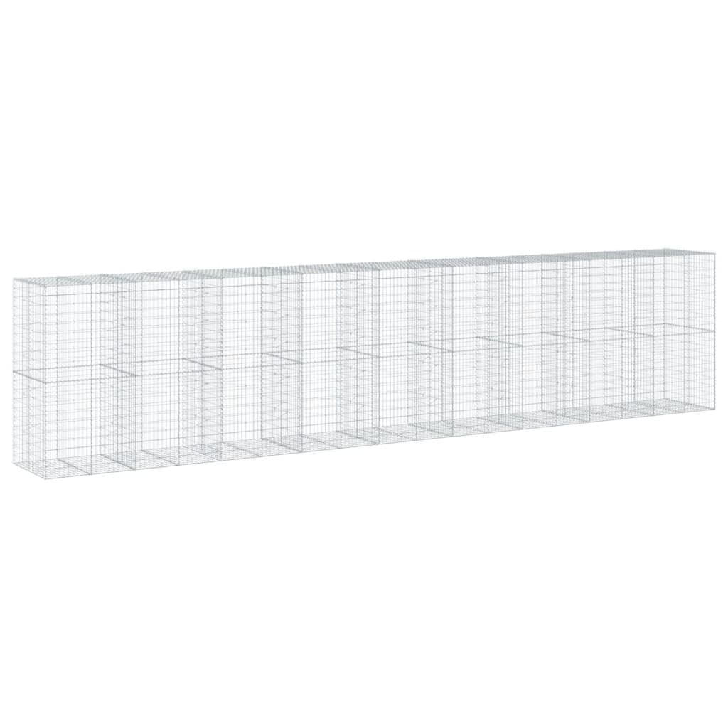 vidaXL Cesto gabião com cobertura 900x100x200 cm ferro galvanizado