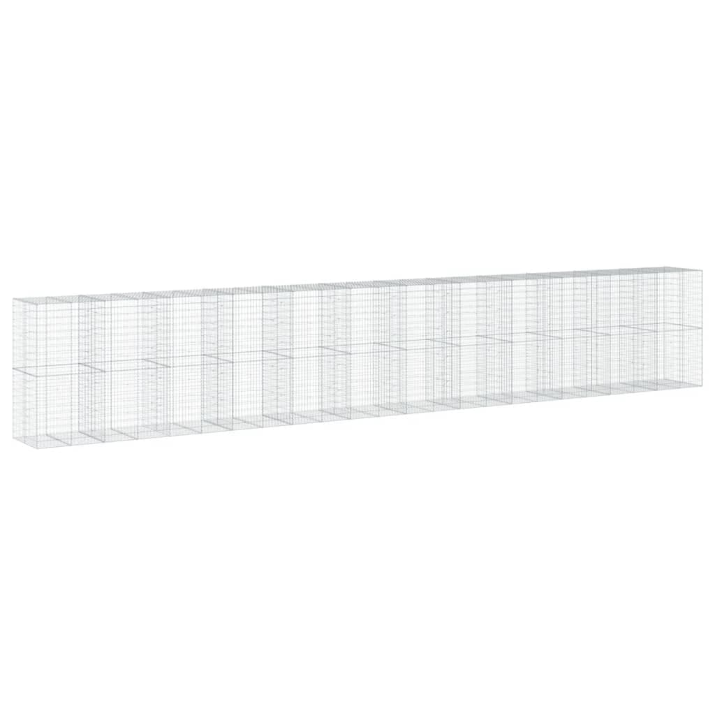 vidaXL Cesto gabião com cobertura 1200x100x200 cm ferro galvanizado