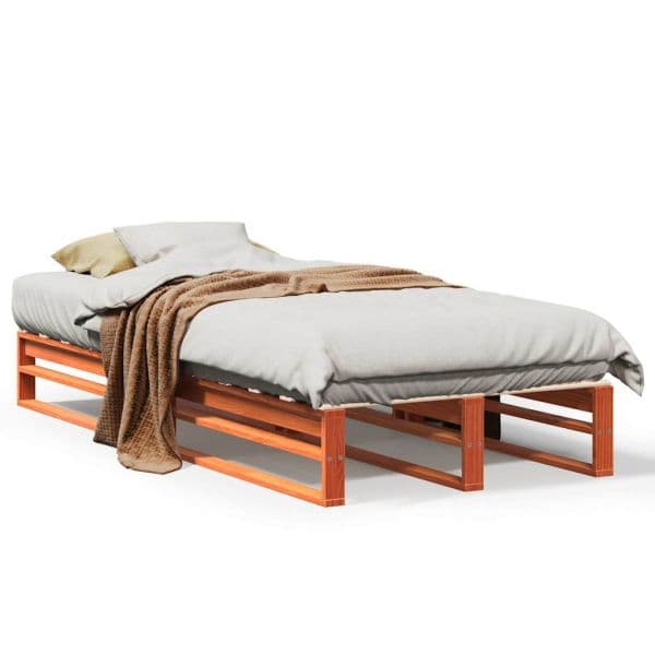 vidaXL Cama sem Colchão 100x200 cm Pinho Maciço Castanho-mel - 8721102853135