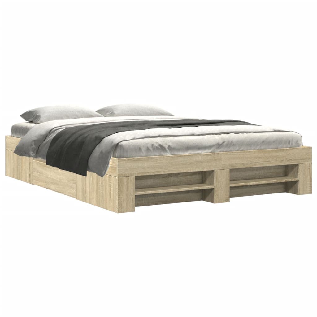 vidaXL Estrutura de Cama 150x200 cm Derivados Madeira Carvalho Sonoma - 2622558141