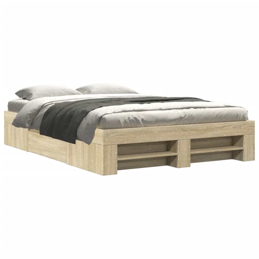 vidaXL Estrutura cama s/ colchão derivados de madeira carvalho sonoma