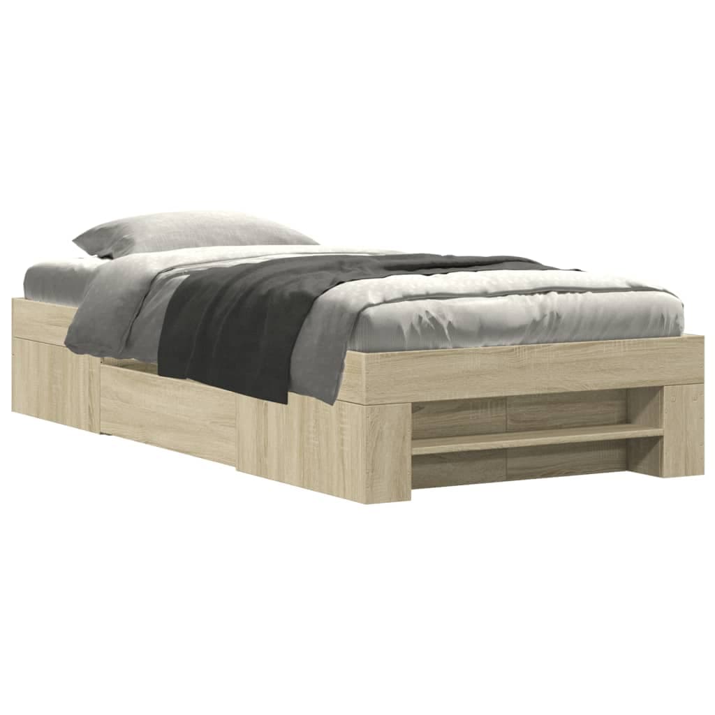 vidaXL Estrutura cama s/ colchão derivados de madeira carvalho sonoma