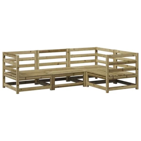 vidaXL 4 Peças Conjunto Sofás de Jardim Madeira de Pinho Impregnada - 128103265