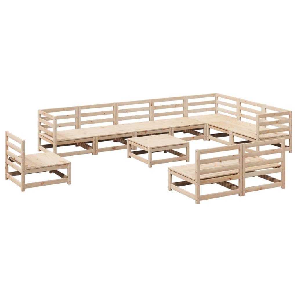 vidaXL 11 pcs conjunto sofás de jardim madeira de pinho maciça