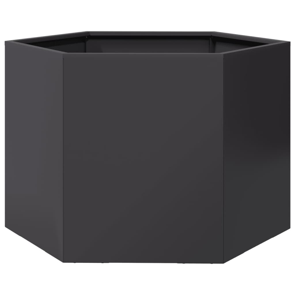 vidaXL Vaso/floreira de jardim hexagonal 69x60x45 cm aço preto