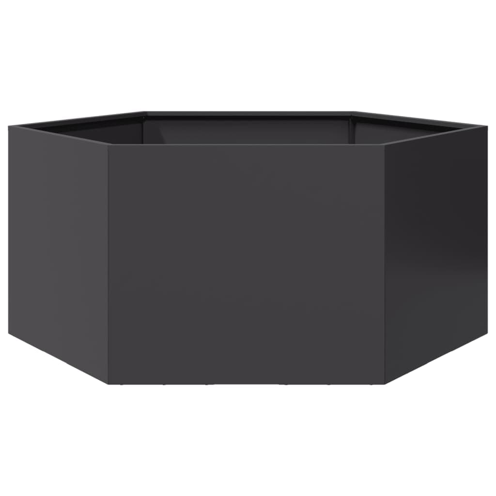 vidaXL Vaso/floreira de jardim hexagonal 104x90x45 cm aço preto