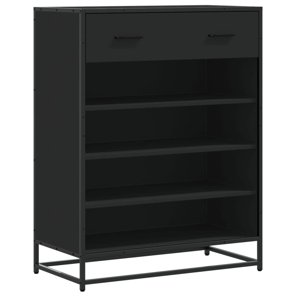 vidaXL Sapateira 75x38x97,5 cm derivados de madeira/metal preto