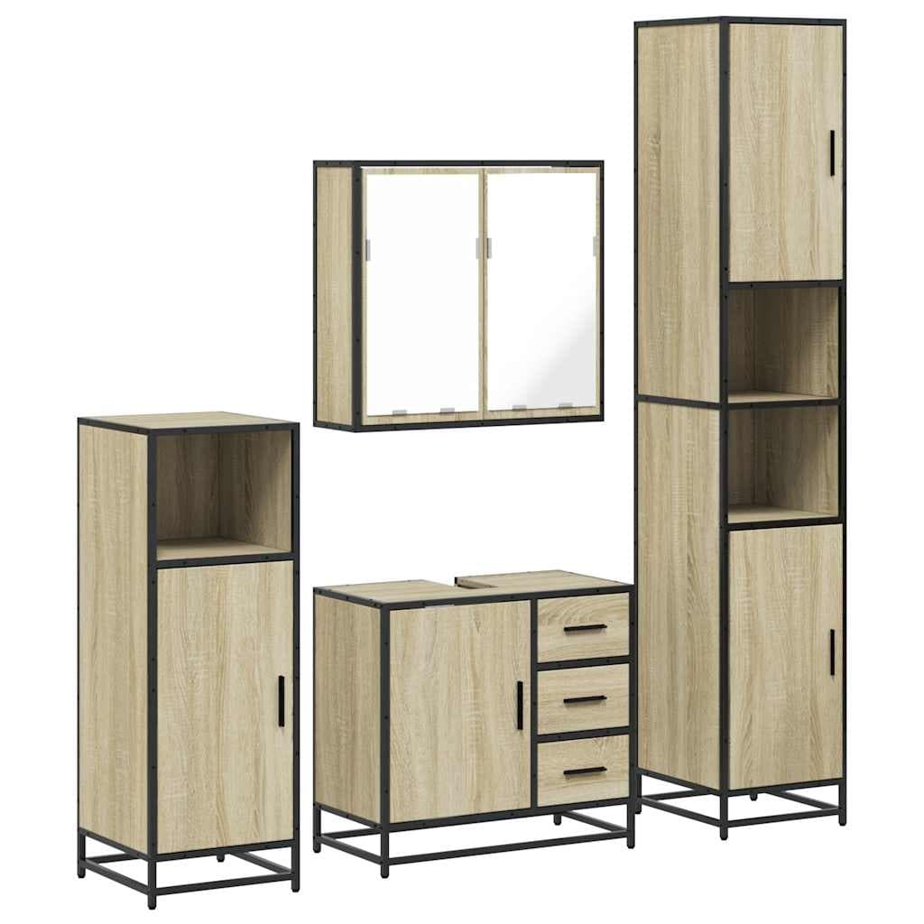 vidaXL 4 pcs conj. móveis casa banho derivados madeira carvalho sonoma