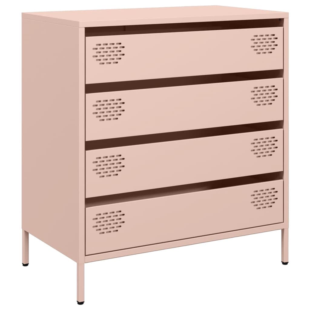vidaXL Aparador 68x39x73,5 cm aço laminado a frio rosa