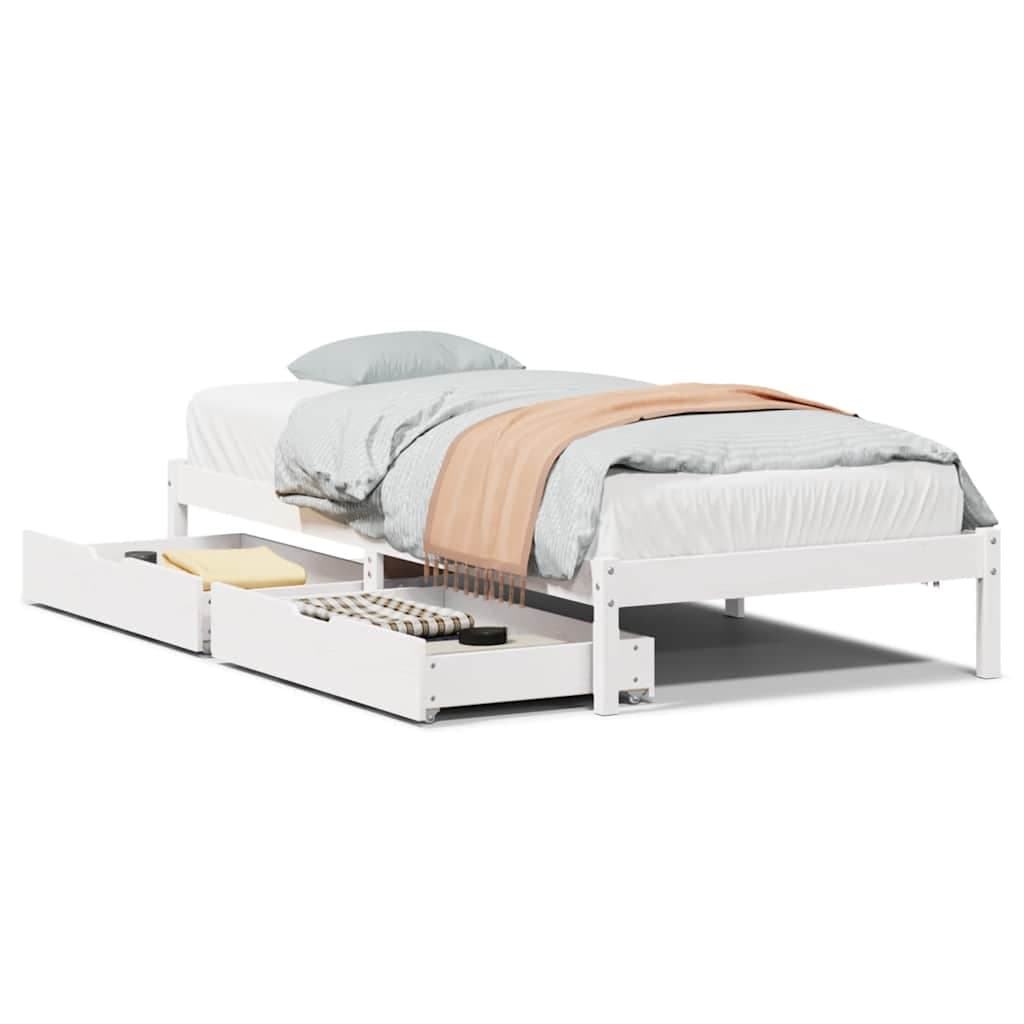 vidaXL Cama sem Colchão 90x200 cm Madeira de Pinho Maciça Branco - 8721102938207