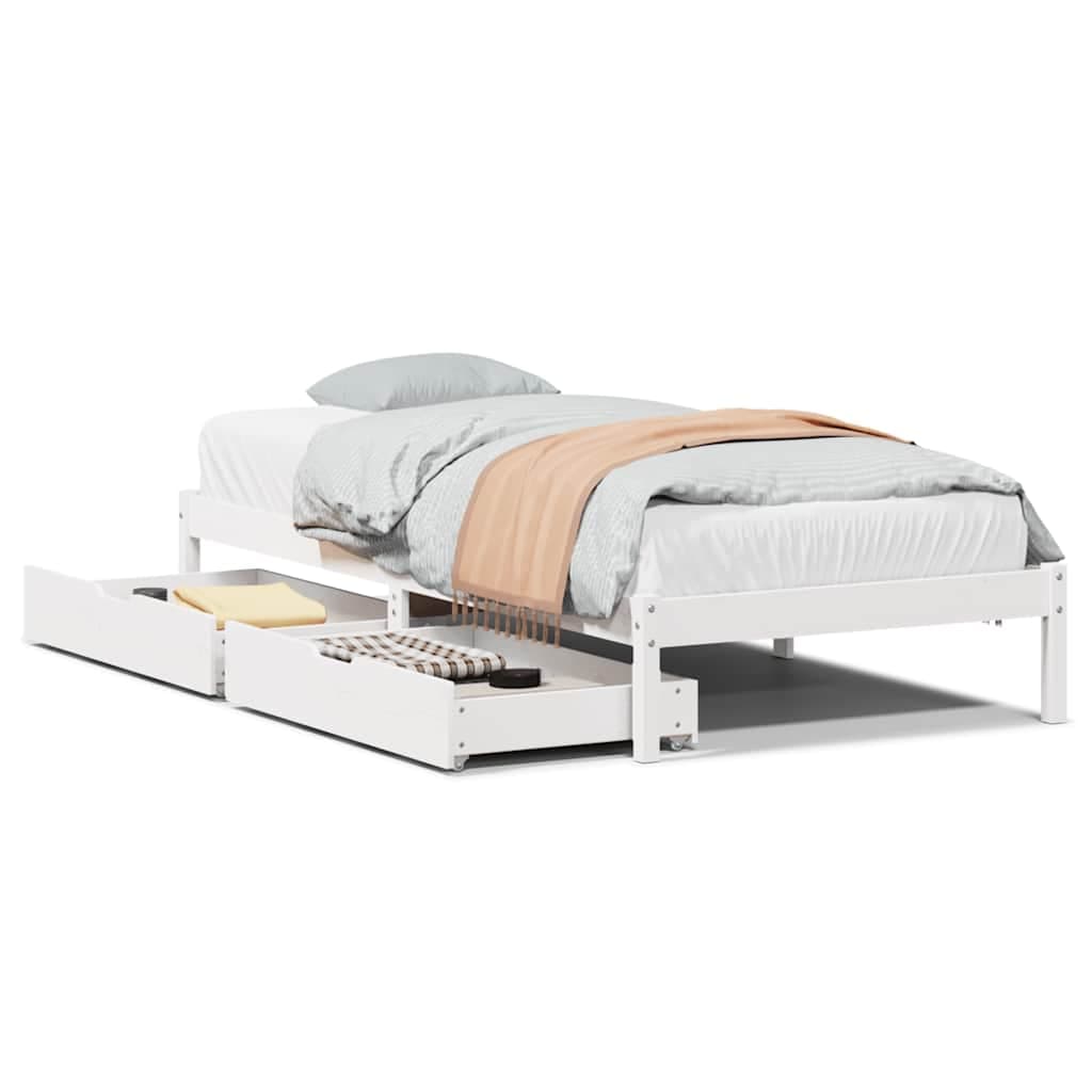 vidaXL Cama sem colchão 100x200 cm madeira de pinho maciça branco