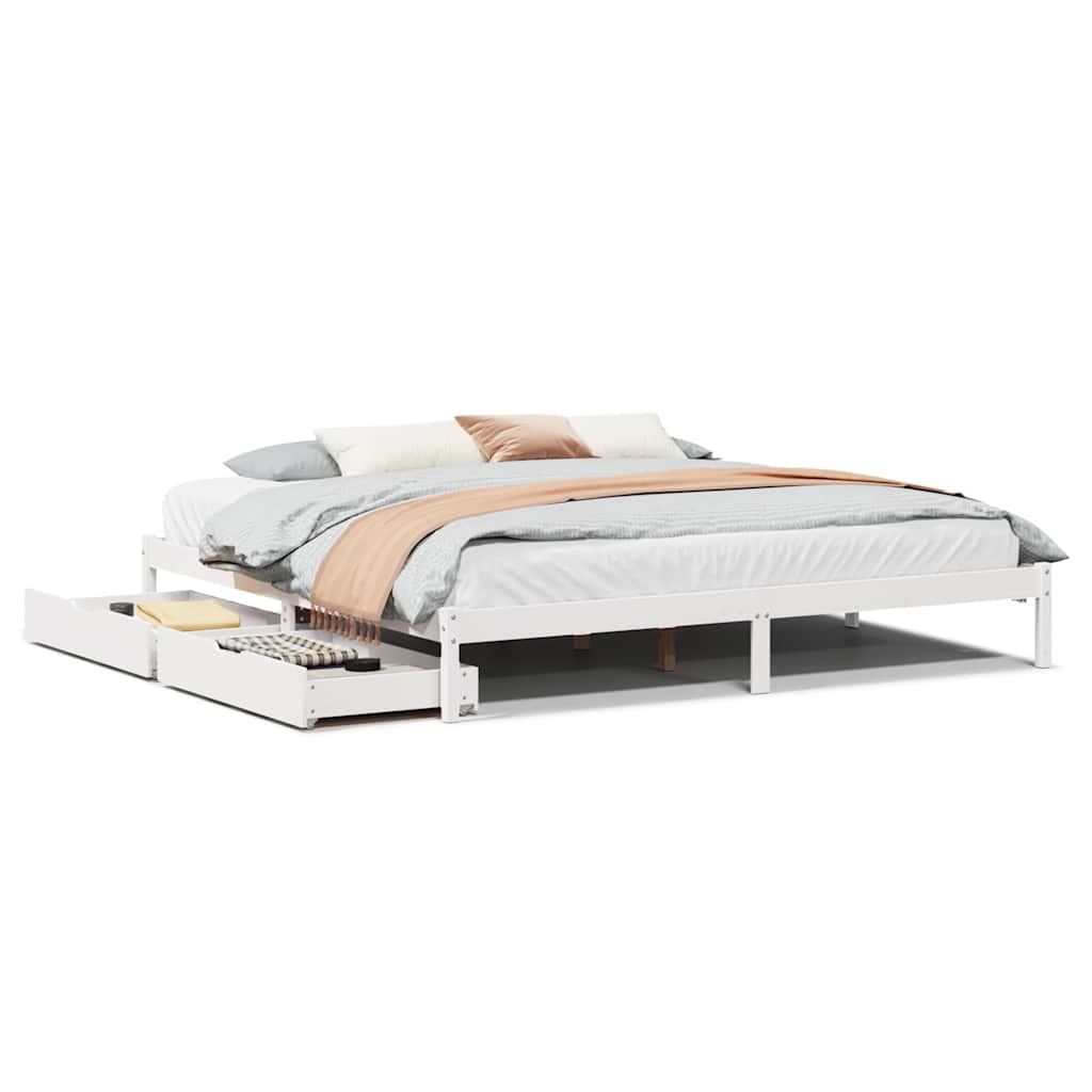 vidaXL Cama sem Colchão 180x200 cm Madeira de Pinho Maciça Branco - 8721102938320
