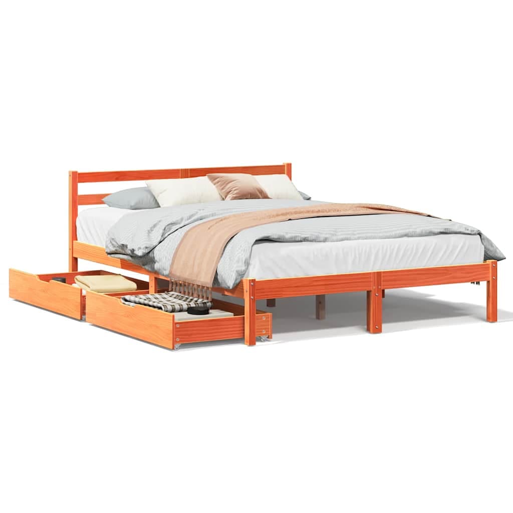VidaXL Cama sem colchão 140x190 cm pinho maciço castanho-mel